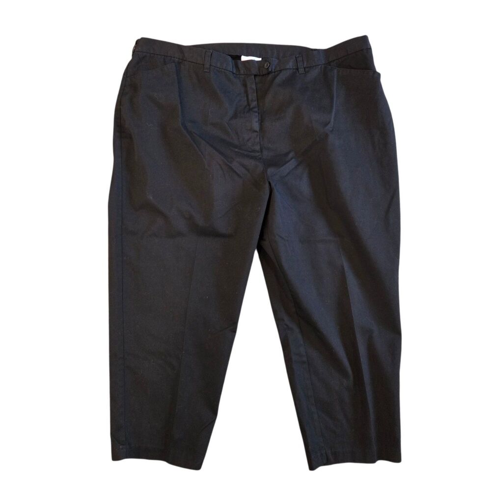 Liz & Me Women’s Black Cropped Pants 26WP Petite Plus Size Elastic Back Waist